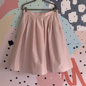 White House Black Market Pleated Pink Tafetta Midi Skirt, Size 14